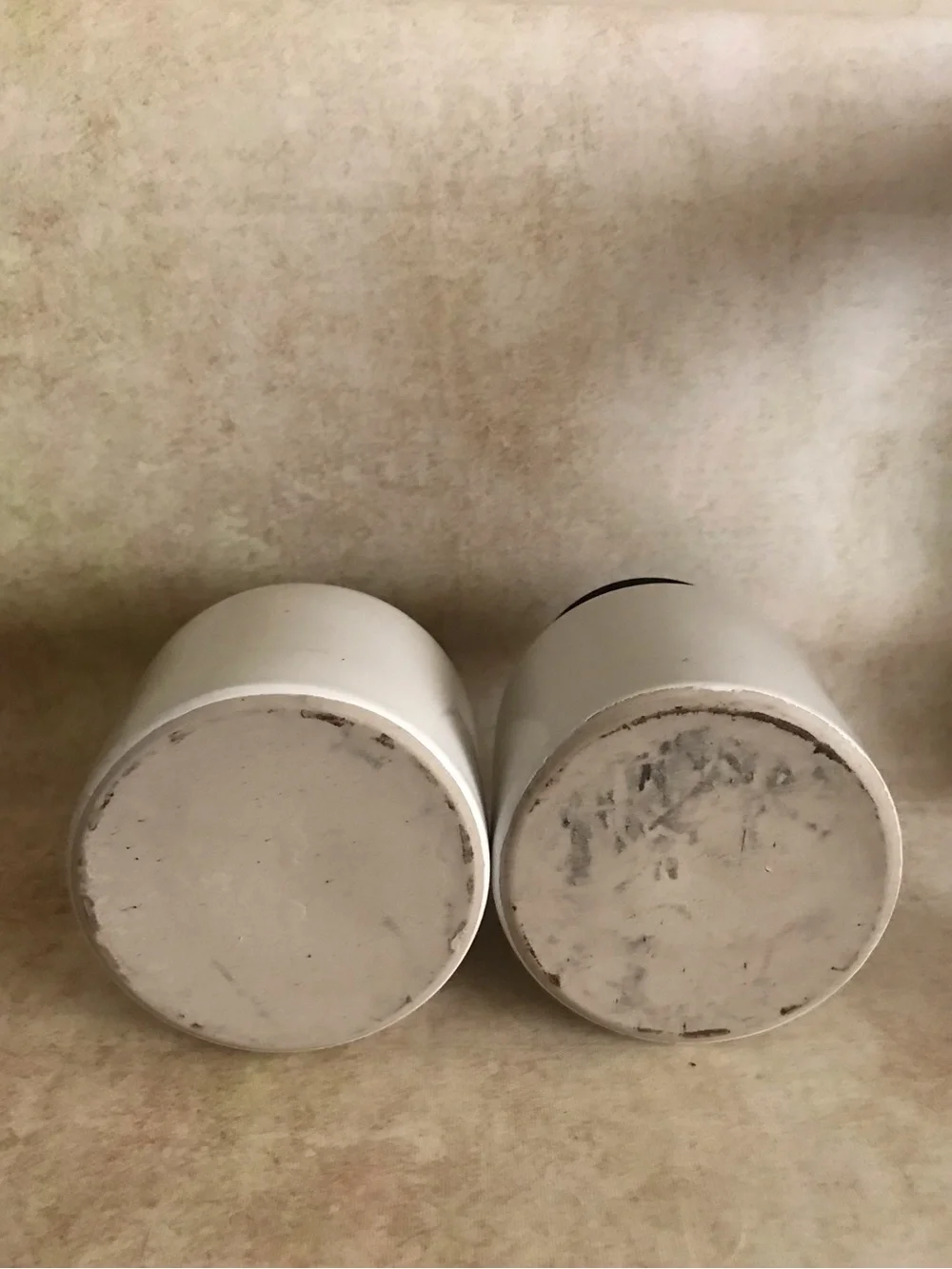 French White Stoneware Kitchen Canister with Black Lid - Set of 2